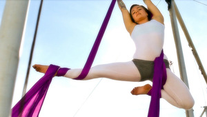 Belladonna keeps herself in shape doing aerial silk routines