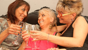 Three mature lesbians having sex