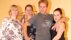 This lucky dude fucks three older women